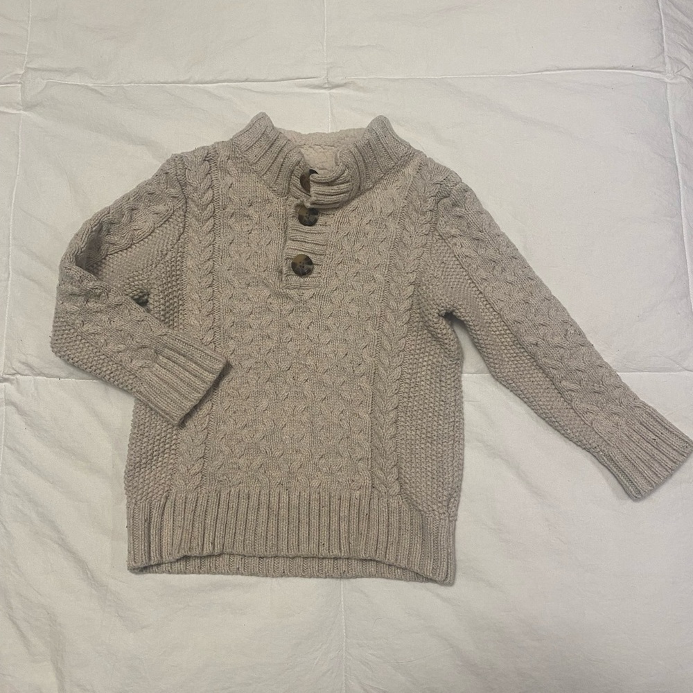Cat & Jack Cream Cable-Knit Button Sweater
